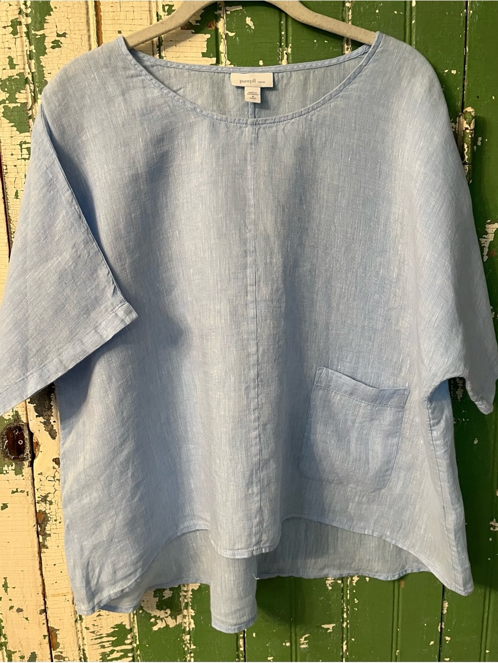 Linen PureJill Pocket Pullover Womens Top Size Medium Petite